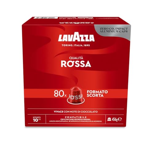 Lavazza Qualità Rossa, vollmundiger und ausgewogener Espresso, 80 Kapseln, Nespresso kompatibel von Lavazza