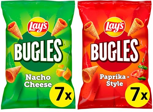 Lay´s Bugles Mix Case – 7x Lay's Bugles Nacho Cheese & 7x Lay's Bugles Paprika – Herzhafter Mais-Snack mit Paprika-Geschmack (14 x 75 g) von Lay´s Bugles