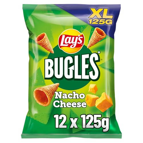 Lay´s Bugles Nacho Cheese – Herzhafter Mais-Snack mit Käse-Geschmack (12 x 125 g) von Lay's