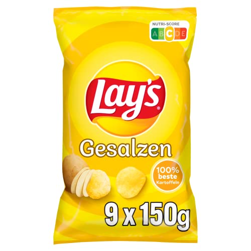 Lay's Gesalzen – Knusprig gesalzene Kartoffelchips für eine gelungene Party (9 x 150 g) von Lay's