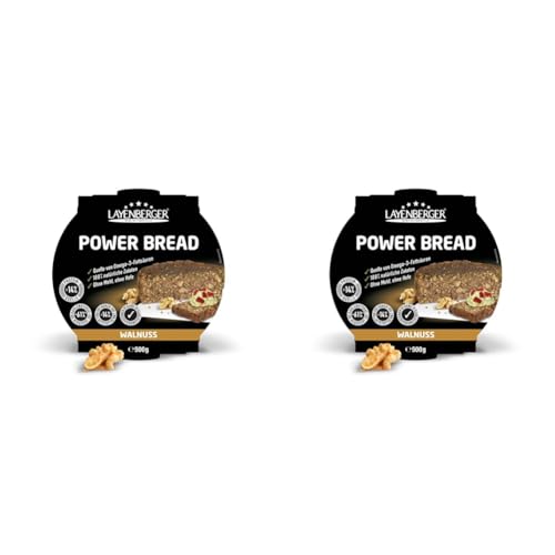 Layenberger Prower Bread Walnuss, Eiweiß- und Ballaststoffquelle, ohne Konservierungsmittel, ohne Hefe, ohne Mehl, mit 14g Protein pro 100g, (1 x 500g) (Packung mit 2) von Layenberger