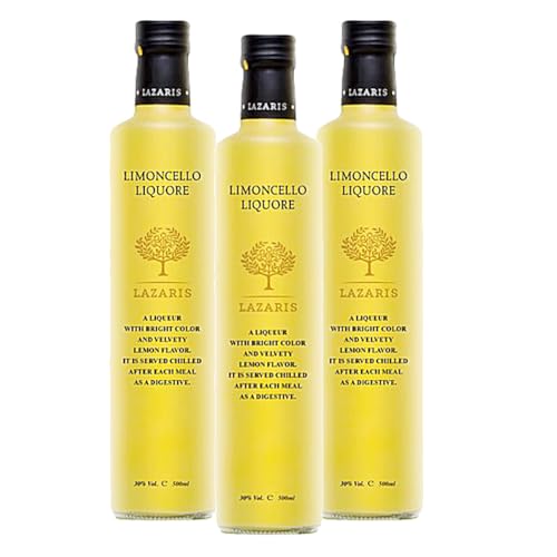 Limoncello Liqueur 30% Vol. 3x 500ml Flasche inkl kostenlose Zugabe griechisches Gewürz von Lazaris