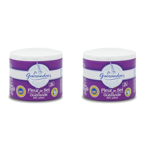 Handgeschöfptes Fleur de Sel, DE GUERANDE, 125g Dose (Packung mit 2) von Le Guérandais