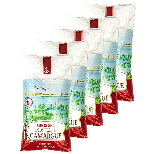 Le Saunier de Camargue - 5er Pack Grobes naturreines Meersalz aus der Camargue - Gros Sel 1000 g - Premium Natur Salz (grob) aus Süd-Frankreich/Mittelmeer von Le Saunier De Camargue