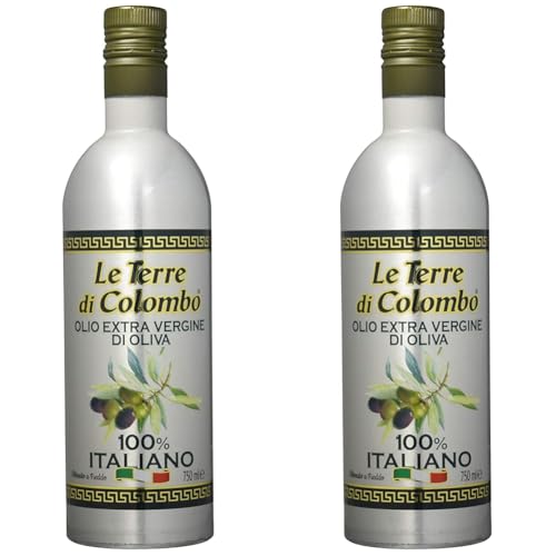 Le Terre di Colombo – 100% Italienisches Natives Olivenöl Extra, Aluminium-Flasche, 0,75 l (Packung mit 2) von Le Terre di Colombo