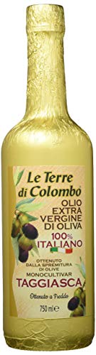 Le Terre di Colombo – Taggiasca Natives Olivenöl Extra, Goldumhüllte Flasche, 0,75 l von Le Terre di Colombo