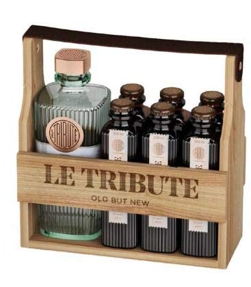 Le Tribute Gin Gift Box - Holzkiste mit 1x Gin 70cl + 6 x Tonic 20cl von Le Tribute