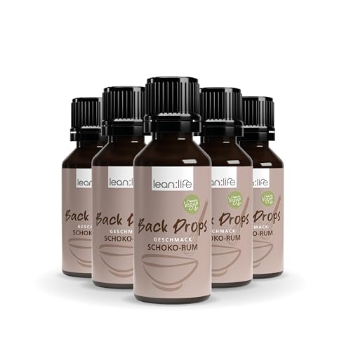 Lean:Life - Back Drops - Schoko-Rum - Aroma Tropfen für Lebensmittel zum Backen - 5er Set von Lean:Life