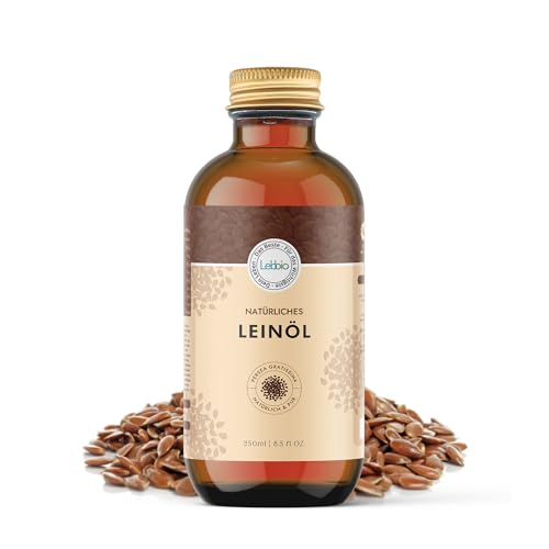 LEBBIO Leinöl 250ml [100% NATÜRLICH & KALTGEPRESST] Leinsamenöl nativ - Reich an Ungesättigte Omega 3 Fettsäuren Antioxidantien und Kalzium - Flaxseed Oil ungefiltert 100% naturrein und naturbelassen von Lebbio