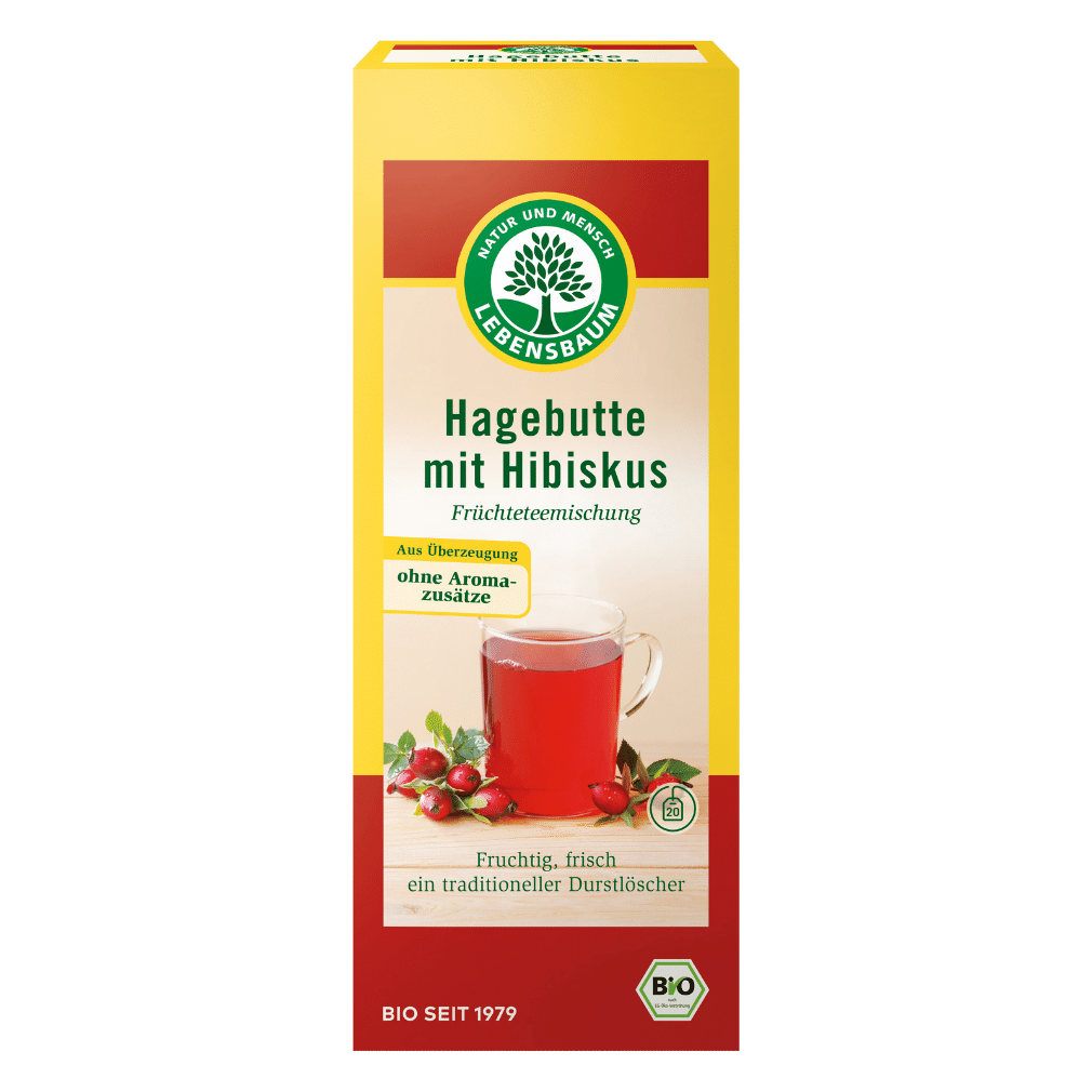 Bio Hagebutte mit Hibiskus Tee, 20Btl von Lebensbaum