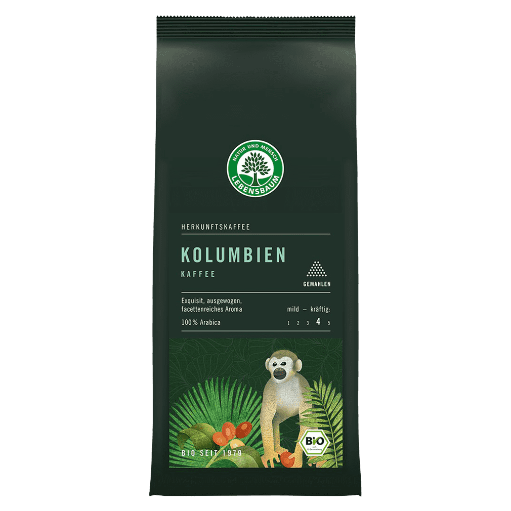 Bio Kolumbien Kaffee gemahlen, 250g MHD 24.06.2024 von Lebensbaum