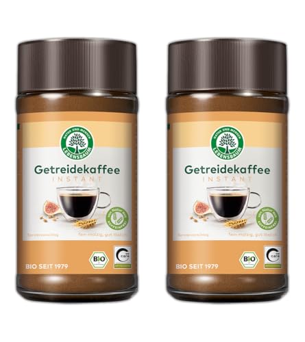 LEBENSBAUM 2 x Getreidekaffee, löslicher Bio-Kaffee mit fein-malzigem Geschmack, koffeinfreier Instant Kaffee, 2 x 100 g von Lebensbaum