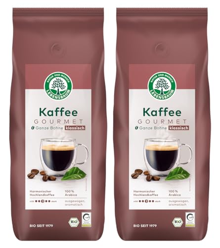 LEBENSBAUM 2x Kaffee Gourmet Klassisch, ganze Bohne, Bio Kaffee aus Arabica-Bohnen, Intensität 3/5, ausgewogener, aromatischer Genuss, 2 x 1 kg… von Lebensbaum