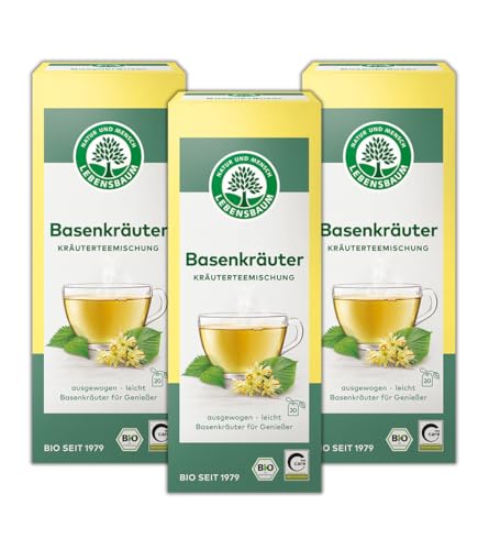 LEBENSBAUM 3 x Basentee Kräuterteemischung, Bio Tee Set mit Wildkräutern, 3er Set, ausgewogen leichter Genuss, 3 x 30 g, 3 x 20 Teebeutel von Lebensbaum