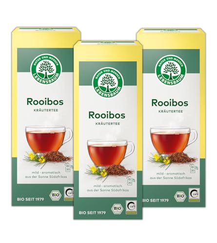 LEBENSBAUM 3 x Bio Rooibos Tee, Kräutertee Beutel Set, 3er Set Rooibos Tee bio, 3 x 20 Teebeutel x 1,5 g von Lebensbaum