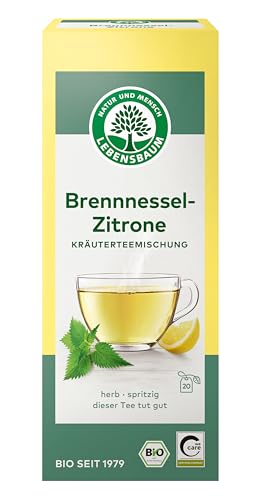 LEBENSBAUM 3 x Brennessel-Zitrone, Kräutertee mit Brennnessel und zarter Zitrusnote, spritzig-herb, 100% Bio, Kräuterteemischung, 3 x 20 Beutel à 1,5 g von Lebensbaum