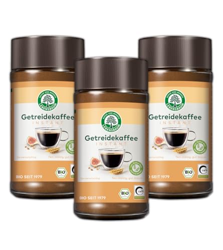 LEBENSBAUM 3 x Getreidekaffee, löslicher Bio-Kaffee mit fein-malzigem Geschmack, koffeinfreier Instant Kaffee, 3 x 100 g von Lebensbaum