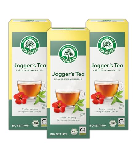 LEBENSBAUM 3 x Jogger's Tea, Bio Kräuterteemischung, Kräutertee mit erfrisched-fruchtiger Note, für aktive Genießer, 100% natürlicher Genuss, 3 x 20 Teebeutel à 1,5 g von Lebensbaum