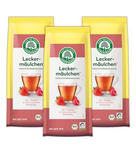 LEBENSBAUM 3 x Leckermäulchen Tee, Bio Früchtetee-Mischung, Kinder-Tee, Beeren-Tee mit süß-fruchtigem Geschmack von Hagebutte, Beeren & Orange, lose, 3 x 100g von Lebensbaum