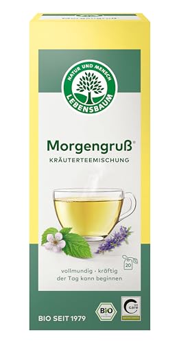 LEBENSBAUM 3 x Morgengruß, Bio-Kräutertee, kräftige Kräuterteemischung mit Fenchel, Pfefferminze & Ysop, vegan, 3 x 20 Teebeutel à 1,5 g von Lebensbaum