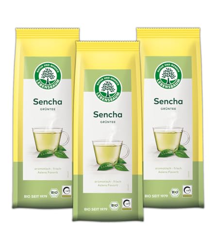 LEBENSBAUM 3 x Sencha, Bio Grün-Tee, asiatischer Teeklassiker, aromatisch-kräftiger Sencha-Tee, Bio-Tee aus 100% Sencha Tee-Blättern, 3 x 75 g von Lebensbaum