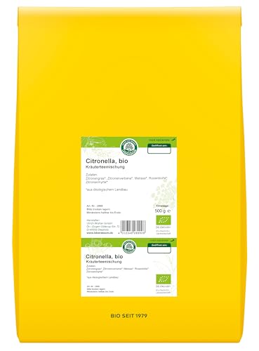 LEBENSBAUM Citronella, Kräuterteemischung, 500 g, 100% Bio, zitronig, frisch für den Durst von Feinschmeckern von Lebensbaum