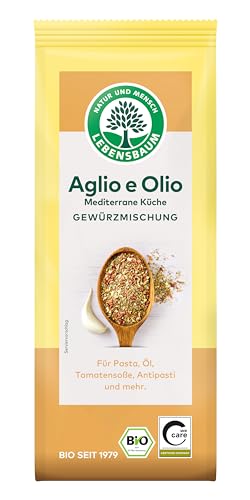 Lebensbaum Aglio e Olio, Bio-Gewürzzubereitung für italienischen Flair, Gewürzmischung mit mediterranen Kräutern, 40 g von Lebensbaum