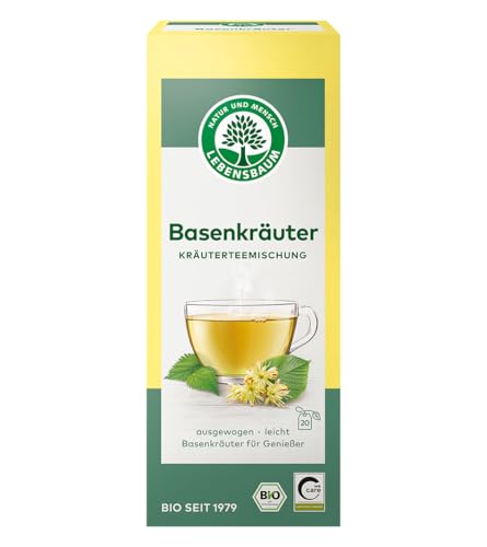 LEBENSBAUM Tee Basenkräuter, Bio-Tee, ausgewogen & leicht, Kräutertee, 100% natürlicher Geschmack, 20 Teebeutel à 1,5 g von Lebensbaum