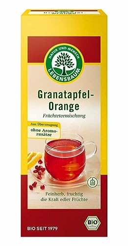 Lebensbaum Granatapfel-Orange, 20 Beutel x 2g Früchtetee mit feinherb-fruchtigem Geschmack, 100% Bio, Früchteteemischung von Lebensbaum