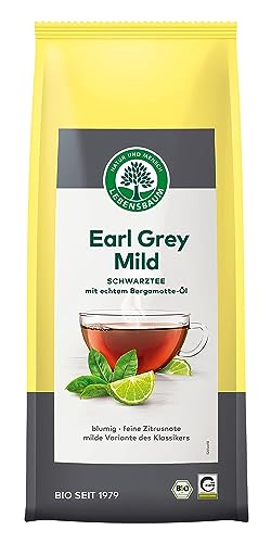 Lebensbaum Schwarztee Earl Grey Mild, milder Bio-Schwarztee, aromatischer Schwarzer Tee mit feinem Bergamotte und Zitronen-Aroma, loser Tee, 100g von Lebensbaum