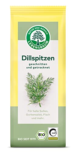 Lebensbaum Dillspitzen, Bio-Gewürz für Helle Sossen, Gurkensalat und Fisch mit frisch-aromatischem Geschmack, geschnitten und getrocknet, 15 g von Lebensbaum