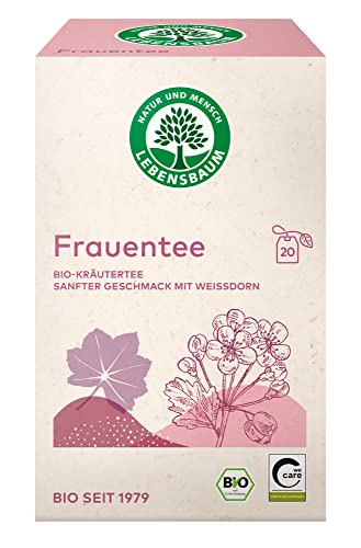 Lebensbaum Frauentee, 20 Beutel x 2g Kräutertee für Harmonie und Balance, sanfter Geschmack mit Weissdorn, 100% Bio, Kräuterteemischung von Lebensbaum