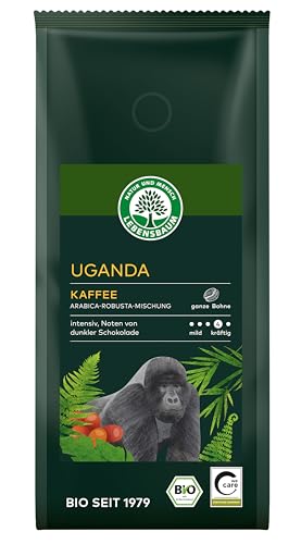 LEBENSBAUM Bio Uganda Kaffee ganze Bohne, Bio Röstkaffee aus 100% Arabica-Bohnen, mild-kräftig intensiver Geschmack, 250 g von Lebensbaum