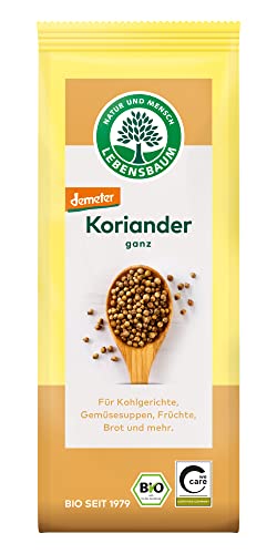 Lebensbaum Koriander, ganz, Bio-Gewürz für Kohlgerichte, Gemüsesuppen, Früchte & Brot, vegan, 1 x 30g von Lebensbaum