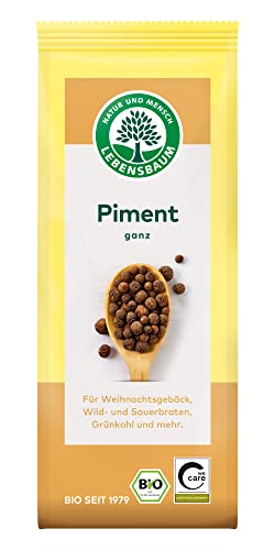 Lebensbaum Piment ganz, vielseitiges Bio-Gewürz aus Piment-Körnern, Nelken-Pfeffer für Weihnachtsgebäck, Suppen, Marinaden, leckere Braten, vegan, 30g von Lebensbaum