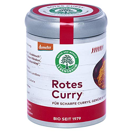 Lebensbaum Rotes Curry, Bio-Gewürzzubereitung für scharfe Currys, Gewürz-Mischung mit Paprika, Chili & Kurkuma für Gemüse, Fisch & Fleisch, 55 g von Lebensbaum
