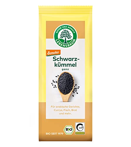 Lebensbaum Schwarz-Kümmel ganz, Bio-Gewürz mit würzigem Aroma & leicht pfeffrigem Geschmack, Nigella für Gemüse-Curry, Fladenbrot & Fisch, vegan, 50g von Lebensbaum