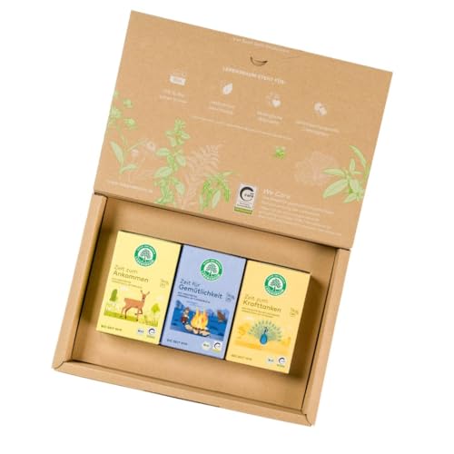 Lebensbaum Tee Geschenkset Entschleunigung, 3 x Bio Kräutertee und Früchte-Gewürzteemischung, 100% natürlicher Geschmack ohne Zusätze, 3 x 20 Teebeutel von Lebensbaum