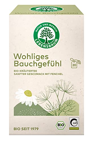 Lebensbaum Wohliges Bauchgefühl, 20 Beutel x 1,5g Kräutertee Goldener Tee für Entspannung mit safter Geschmack mit Fenchel, 100% Bio, Kräuterteemischung von Lebensbaum