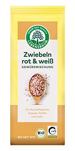 Lebensbaum Zwiebeln Rot & Weiß, Bio-Gewürzmischung, köstliche Röstaromen für herzhafte Gerichte und aromatische Dips, geschnitten, 55 g von Lebensbaum