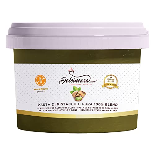 Dolcincasa-com Pistazienpaste 100% Rein Natürlich Schmackhaft Weich Vielseitig Micron Verfeinerung 14/16 für Eiscremes Haus und professionellen Einsatz Glutenfrei 500g Packung von Dolcincasa.com