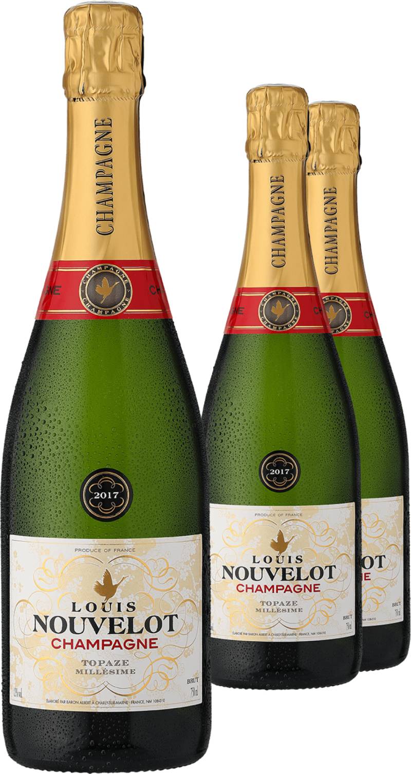 2+1-PAKET Louis Nouvelot Champagner Brut Vintage »Topaze« 2017