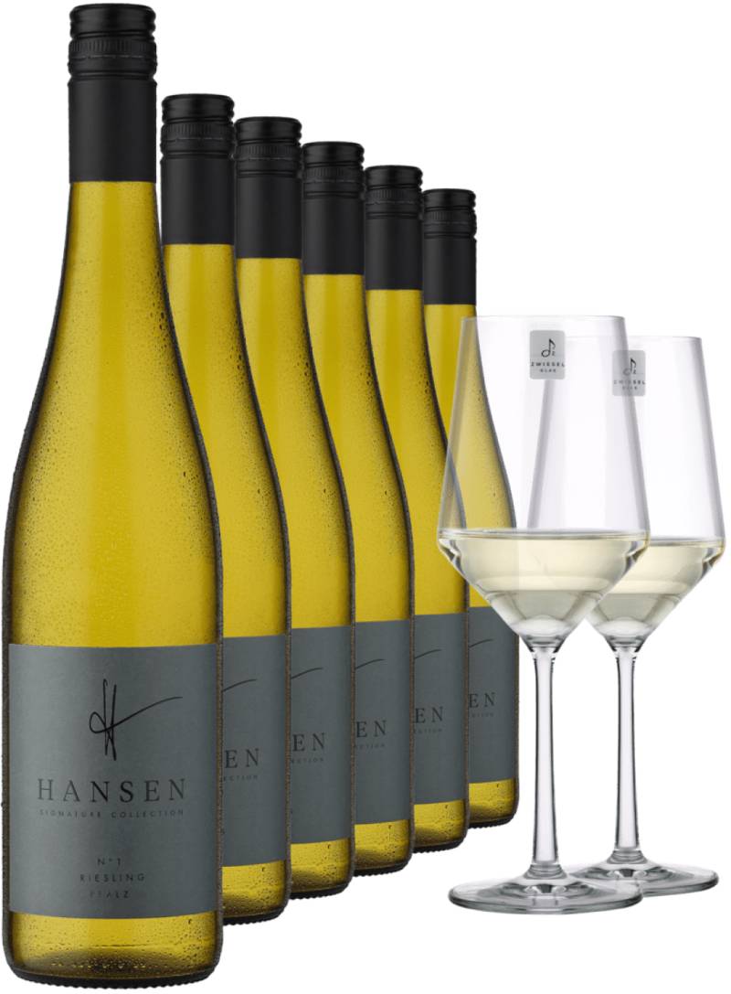 2022 HANSEN »Signature Collection« N°1 Riesling im 6er-Vorratspaket inkl. 2er-Set Zwiesel-Gläser »PURE« von D-RP 907 009