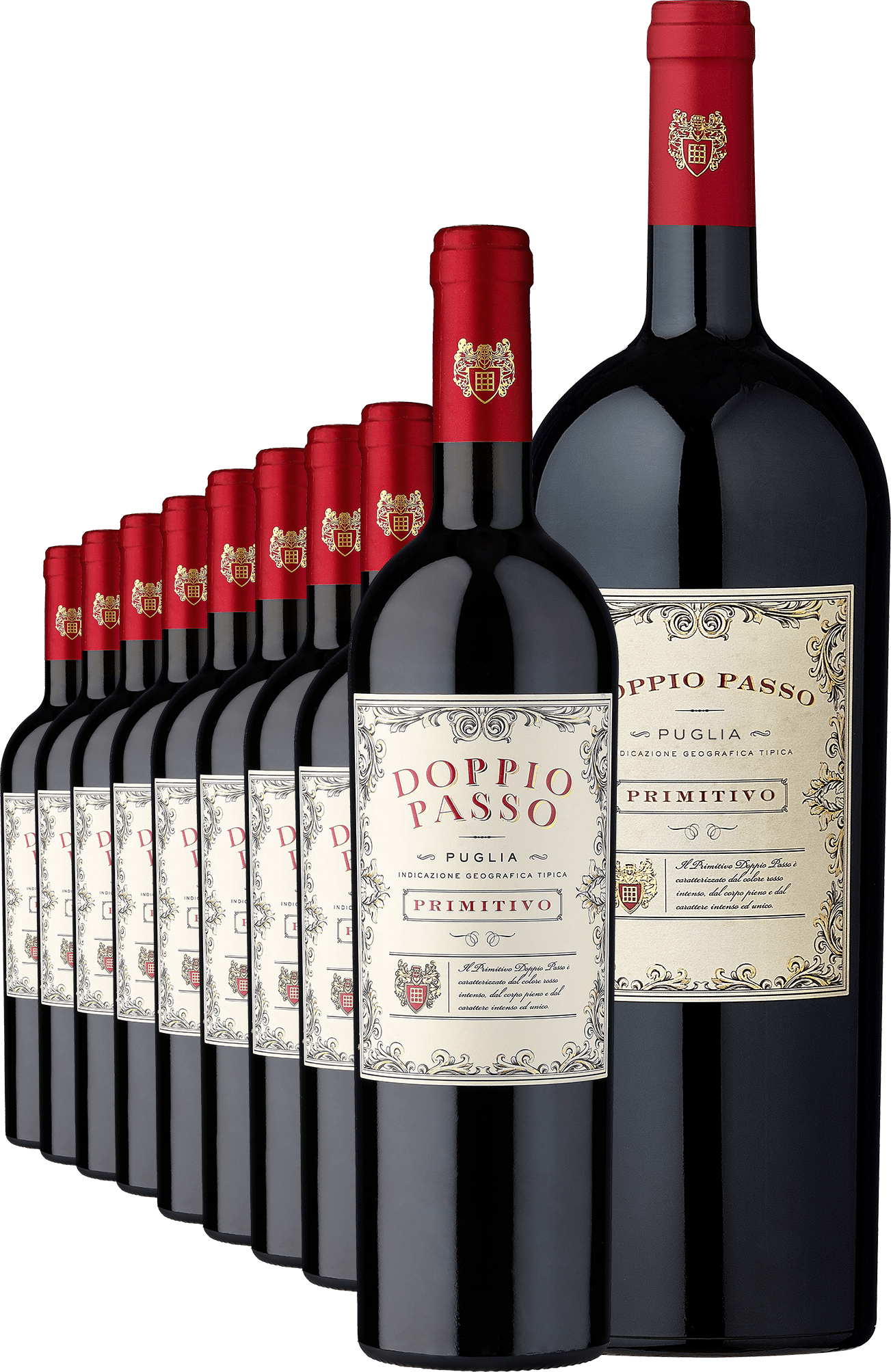 2023 Doppio Passo Primitivo im 9er-Vorratspaket inklusive Magnumflasche