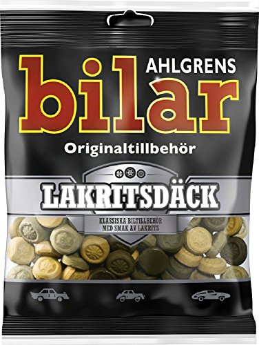 Ahlgrens Bilar Lakritsdäck - Schwedisch Salzlakritz Lakritz Salmiak Marshmallow Reifen Weich und Zäh Süßigkeiten 100g