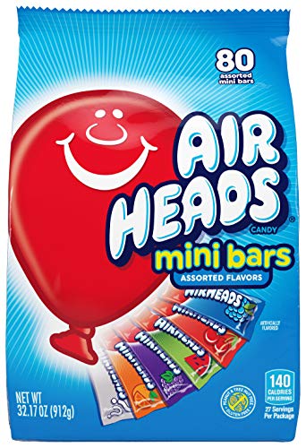 AirHeads 80 Mini Bars Fun Taffy Candy Assorted Fruit Flavors 32.17oz (912g) air heads by Airheads