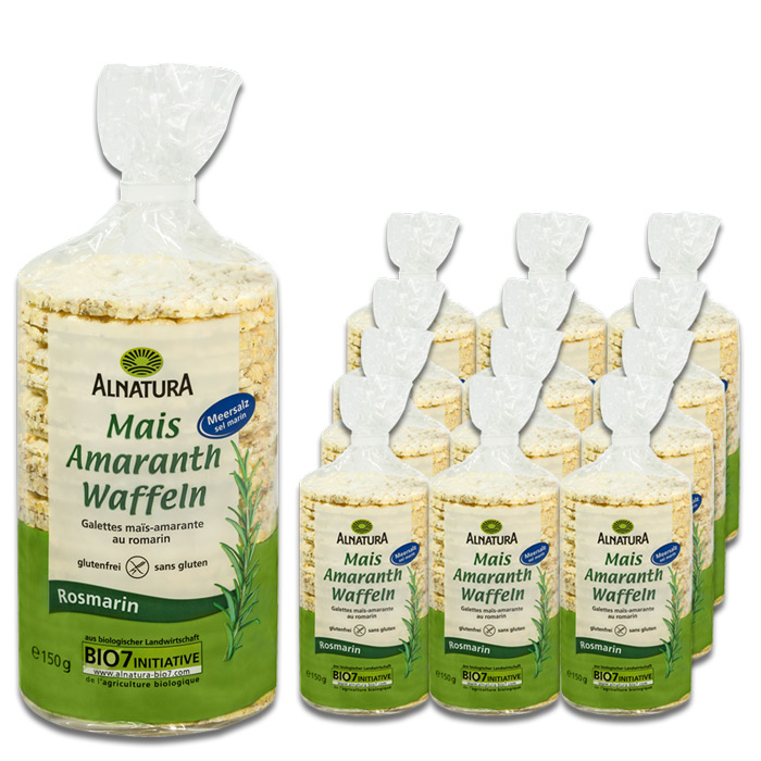 Alnatura Bio Mais Amaranth Waffeln Rosmarin 12x150G