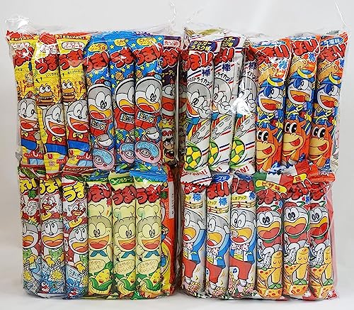 Assorted Japanese Junk Food Snack Umaibo 100 Packs of 11 Types (2 Package Set of 50 Packs) by Dagashi