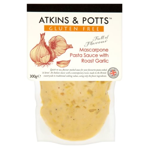 Atkins and Potts Mascapone Nudelsauce mit Bratenknoblauch, glutenfrei, 300 g, 6 Stück von Atkins & Potts