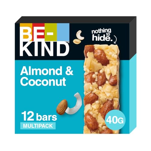 BE-KIND Barretta al Gusto di Mandorle e Cocco, Snack senza Glutine, 1 Confezione x 12 Barrette da 40 g